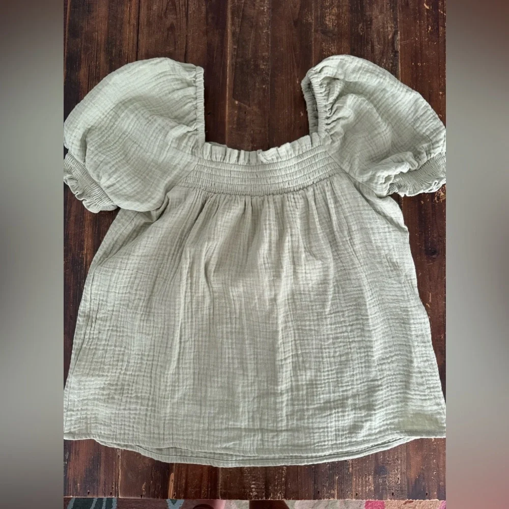 J.Crew Squareneck puff-sleeve soft gauze top